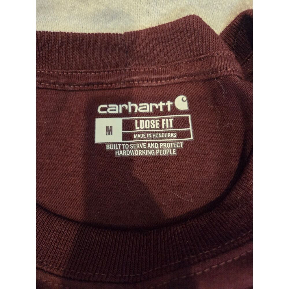 Carhartt Loose Fit Medium Men's Long Sleeve T Shirt Burgundy Black Bundle - Picture 2 of 8